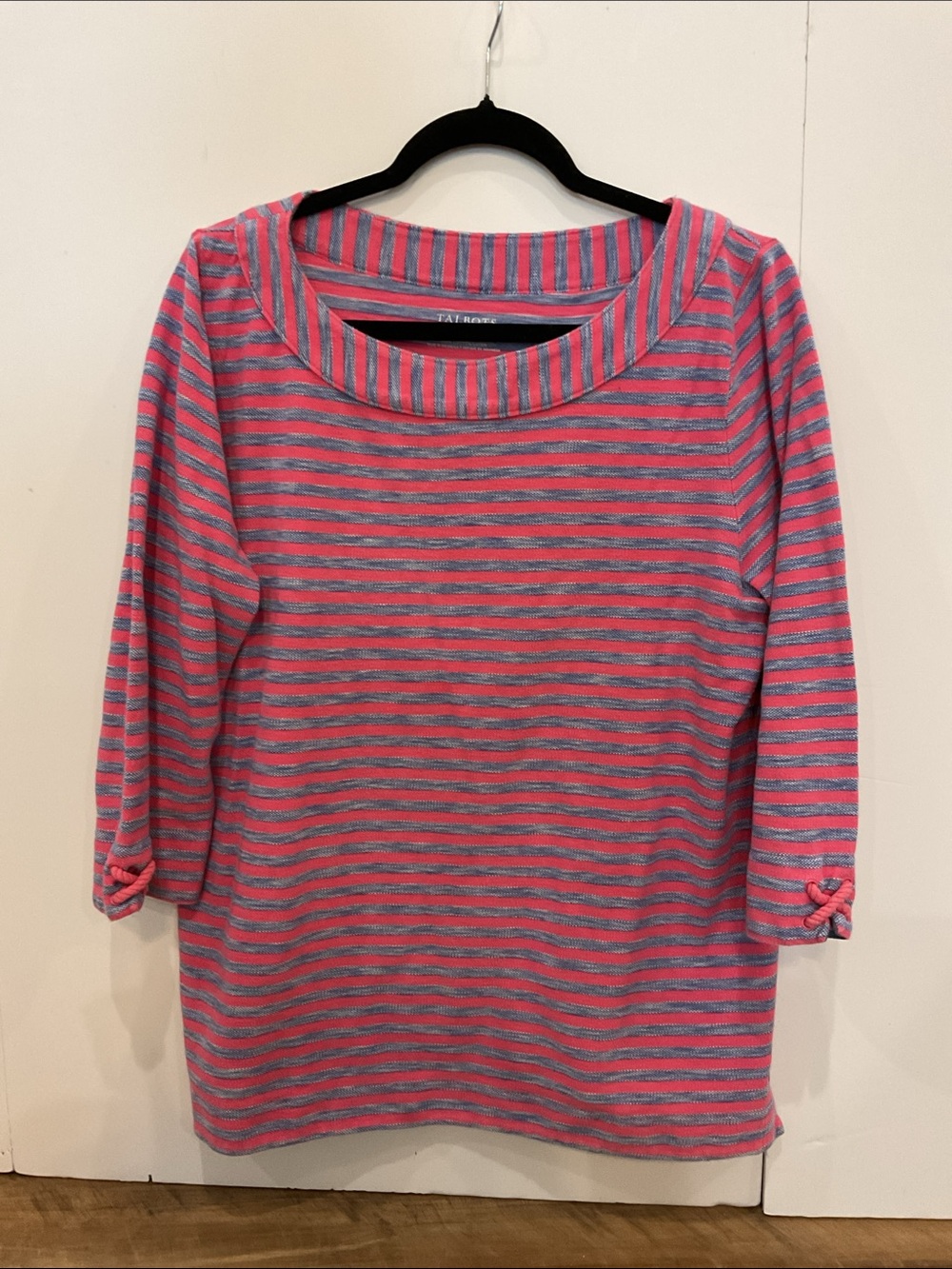 Talbots Pink & Blue Striped Boatneck Top — Size 1X (Like New)